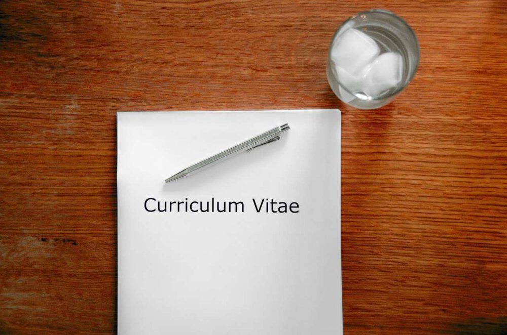 A writing pad for writing a curriculum vitae
